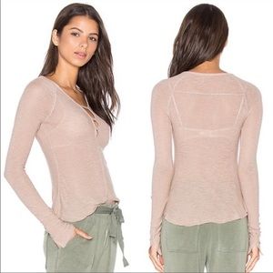 Free People Sheer Layering Tan Long Sleeve Top